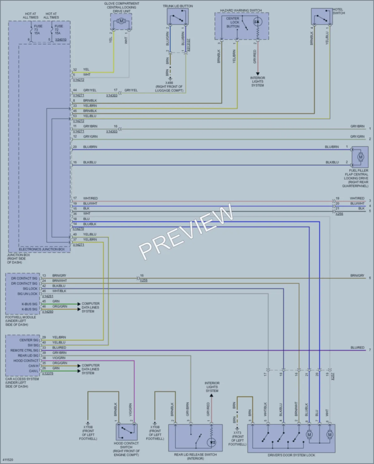 2014 BMW Z4 Power Door Locks wiring diagram preview