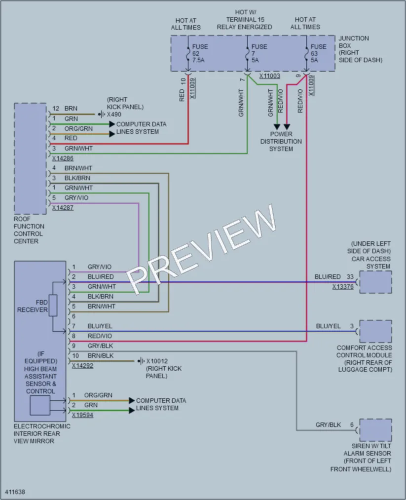 2014 BMW Z4 Power Mirrors wiring diagram preview