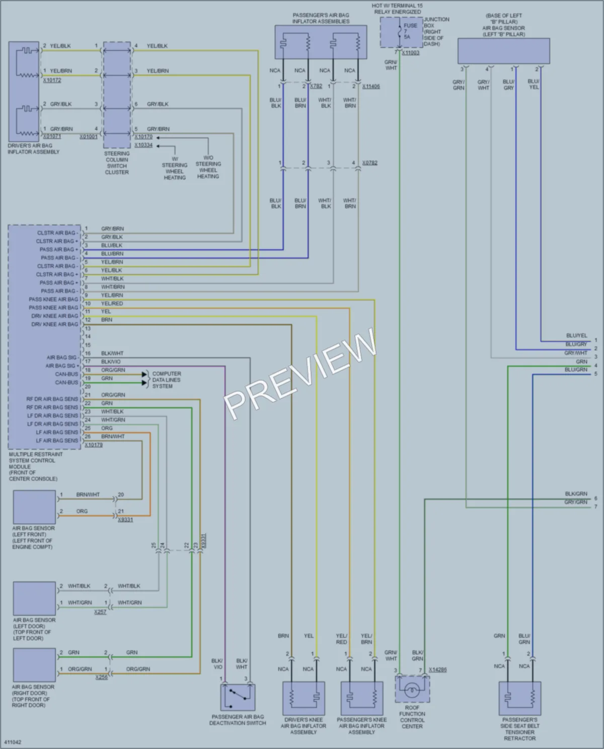 2014 BMW Z4 Supplemental Restraints wiring diagram preview