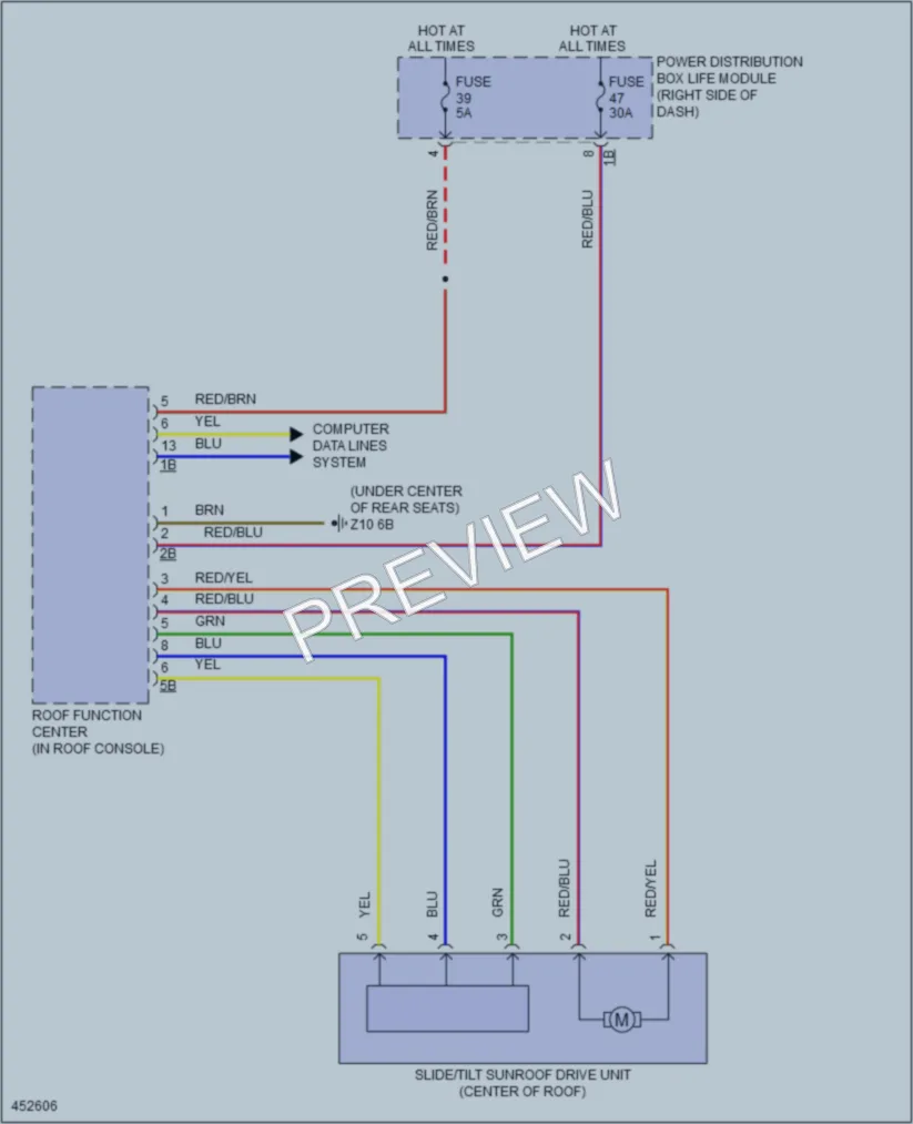2014 BMW i3 Power Top Sunroof wiring diagram preview