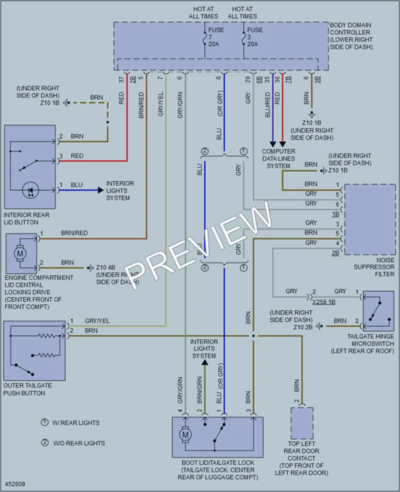 2014 BMW i3 Trunk Tailgate Fuel Door wiring diagram preview