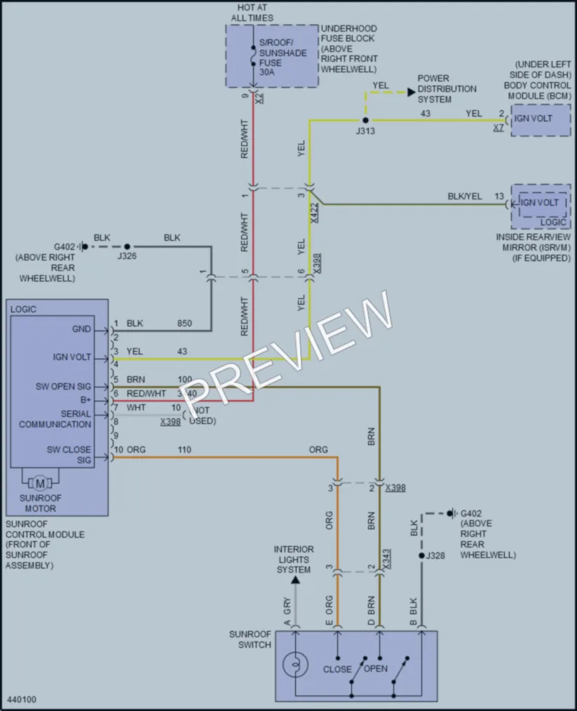 2014 Buick Enclave Power Top Sunroof wiring diagram preview
