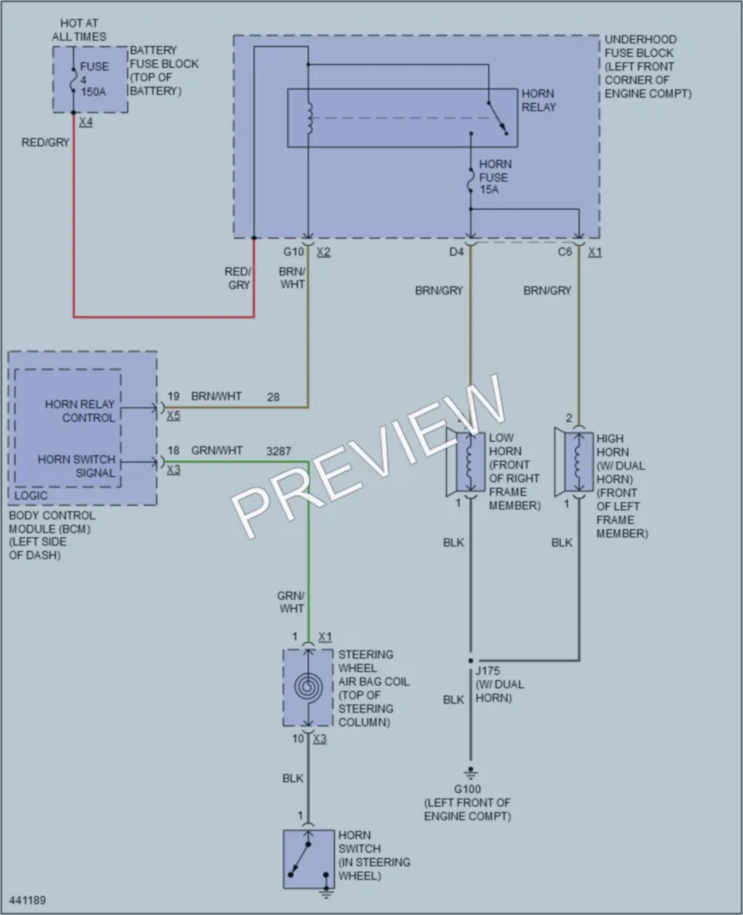 2014 Buick Encore Horn wiring diagram preview