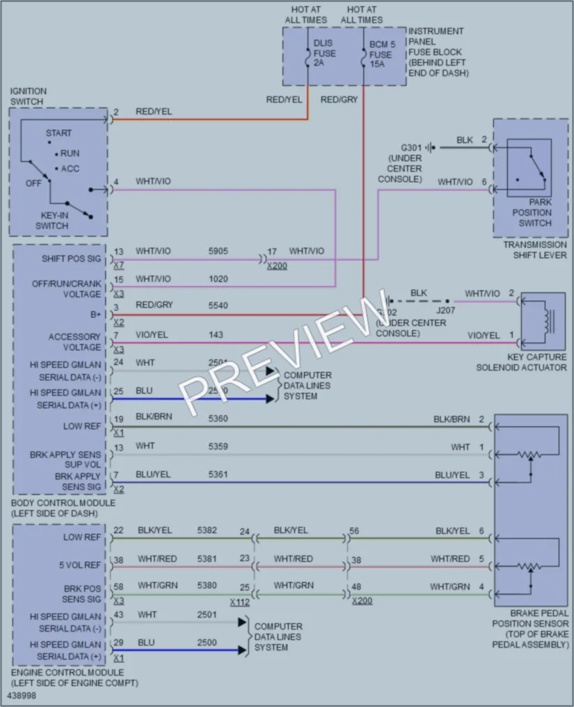 2014 Buick Encore Shift Interlock wiring diagram preview