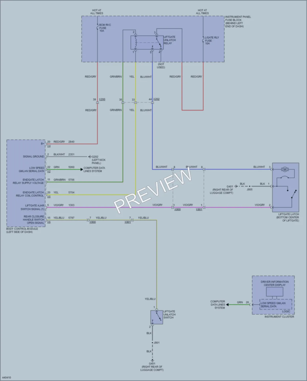 2014 Buick Encore Trunk Tailgate Fuel Door wiring diagram preview