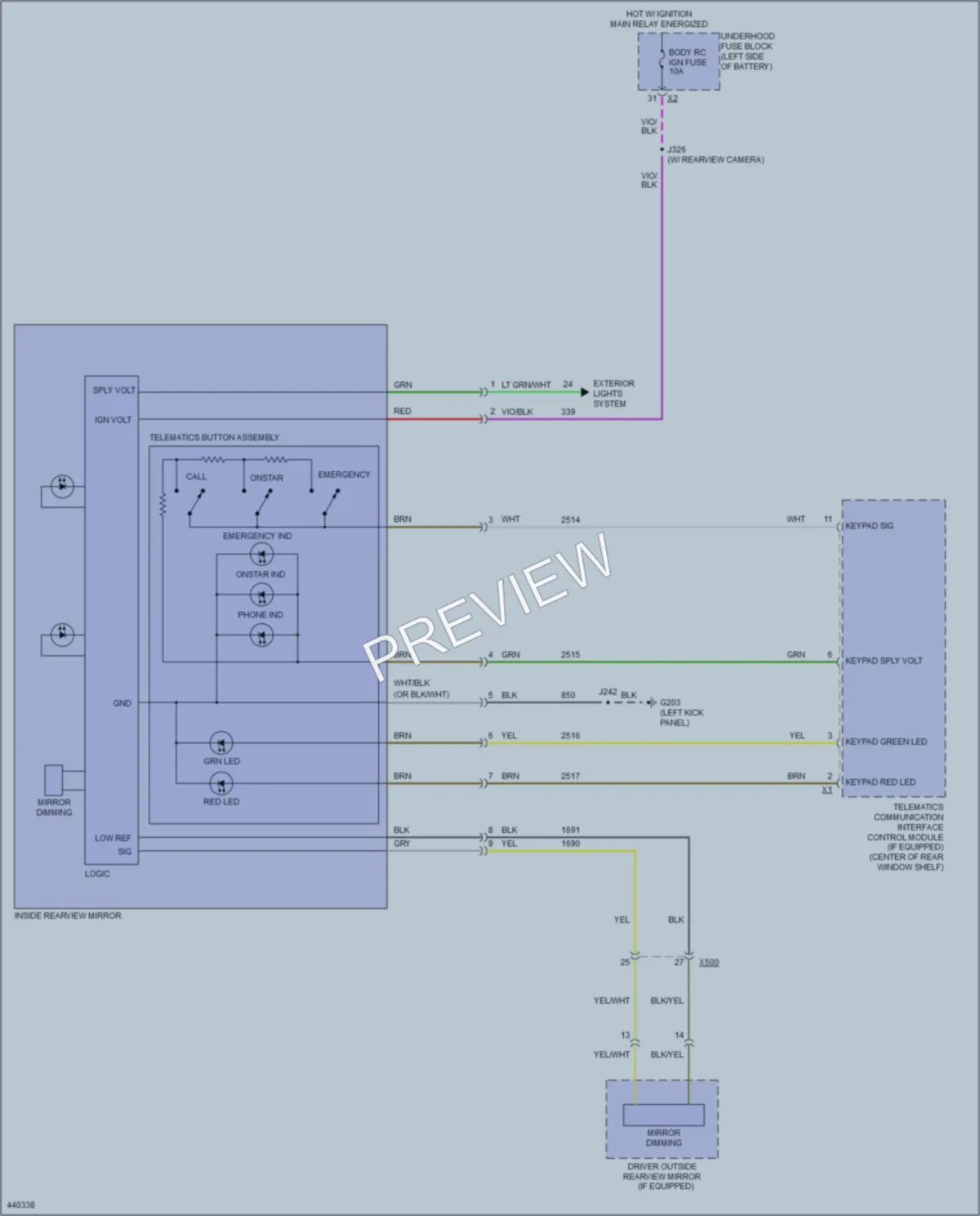 2014 Buick LaCrosse Power Mirrors wiring diagram preview