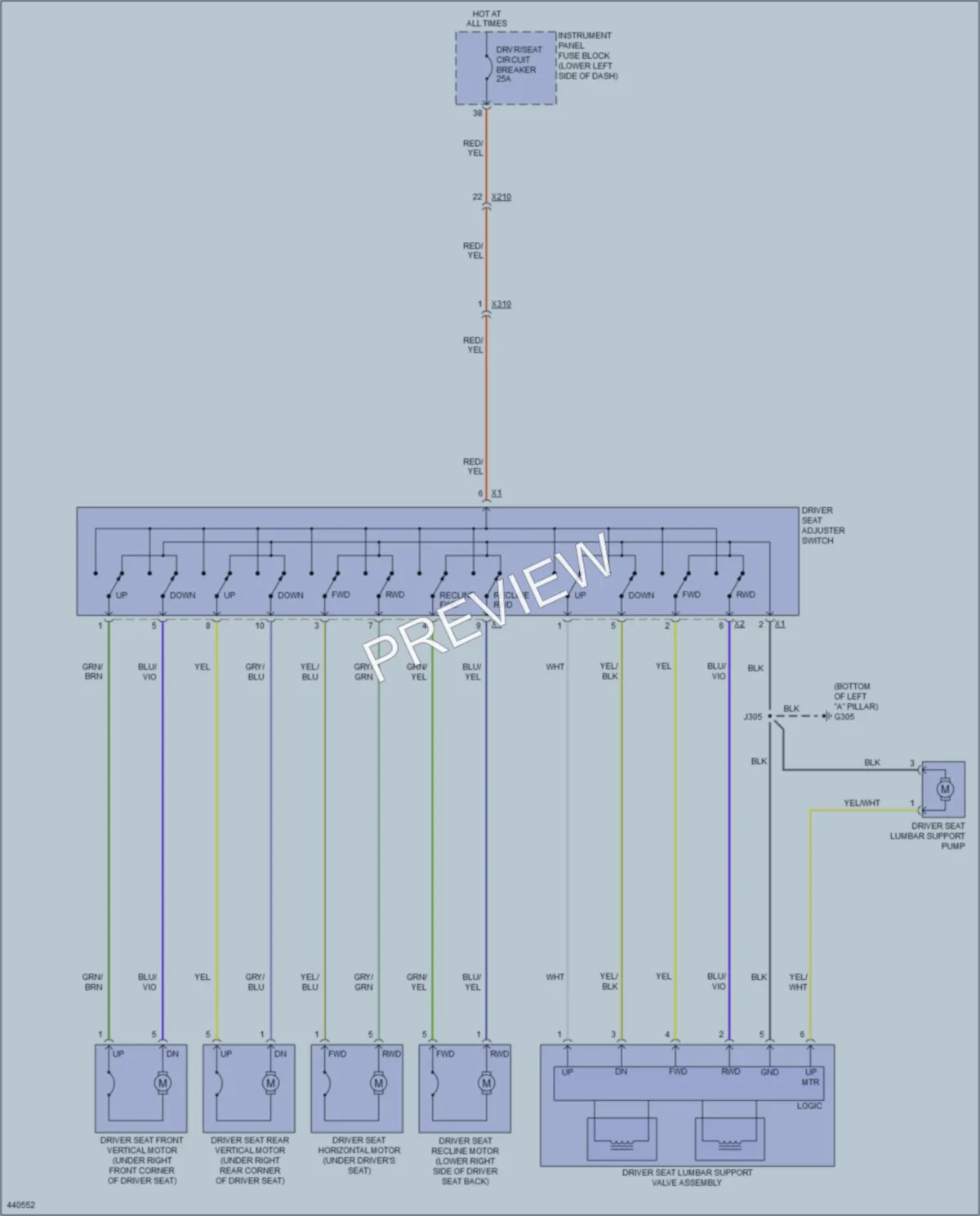 2014 Buick LaCrosse Power Seats wiring diagram preview