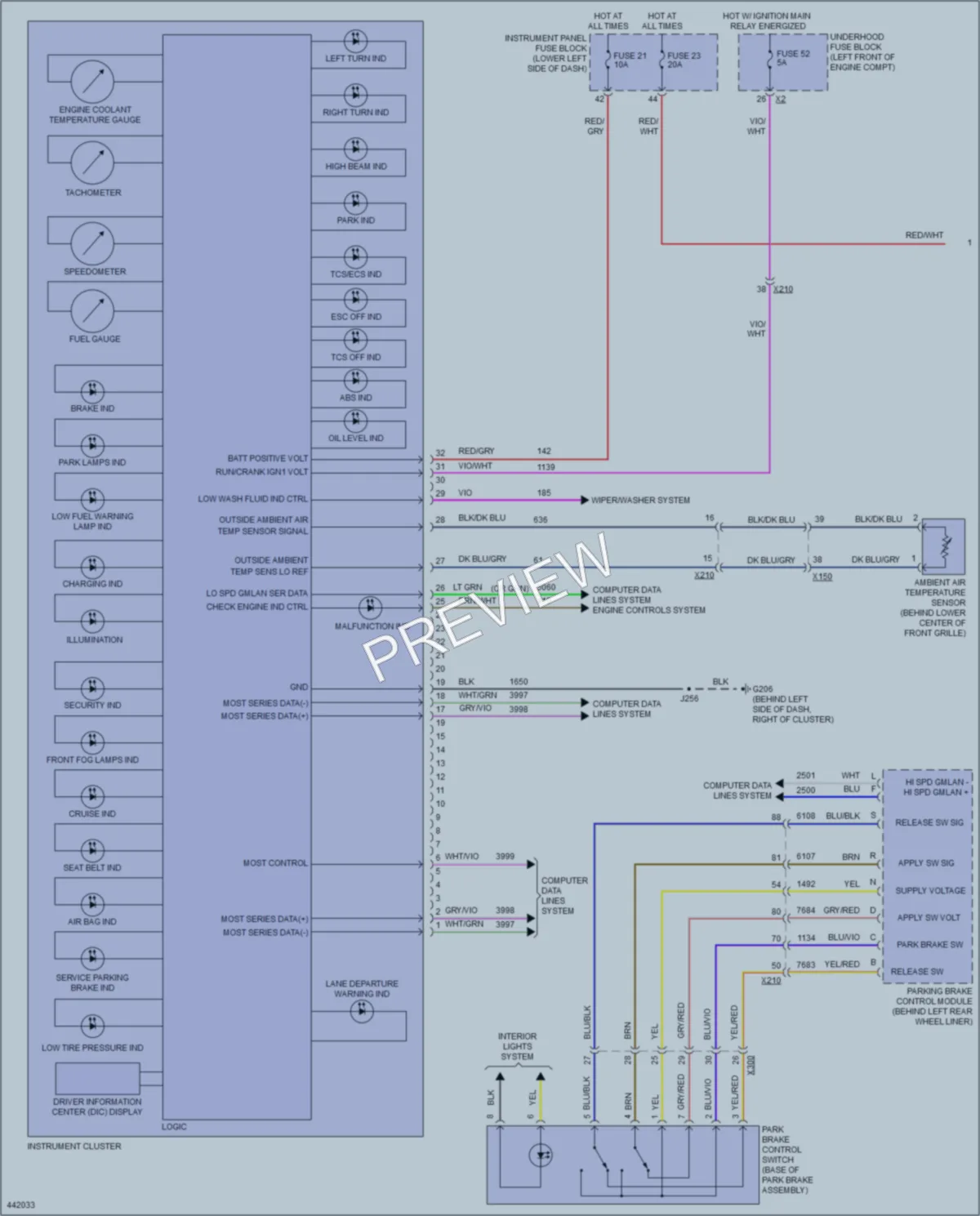 2014 Buick Regal Instrument Cluster wiring diagram preview