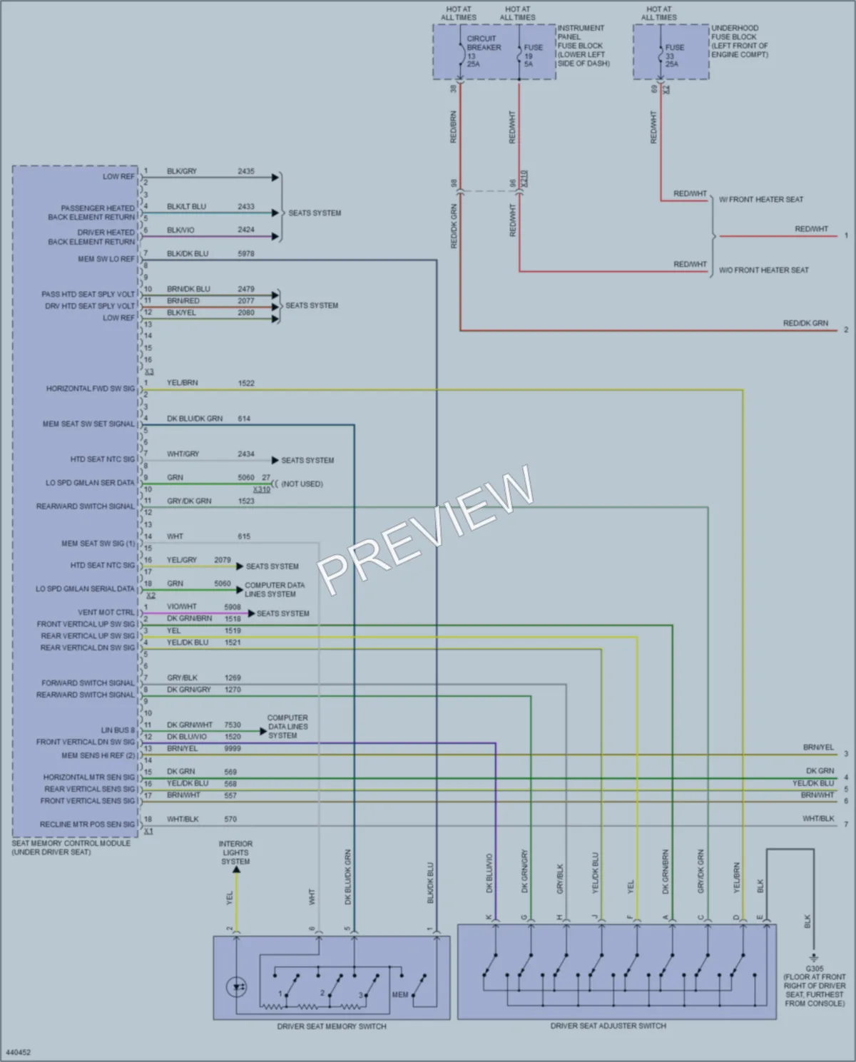 2014 Buick Regal Memory Systems wiring diagram preview