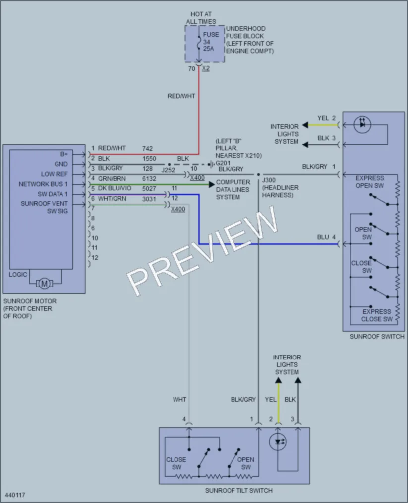 2014 Buick Regal Power Top Sunroof wiring diagram preview
