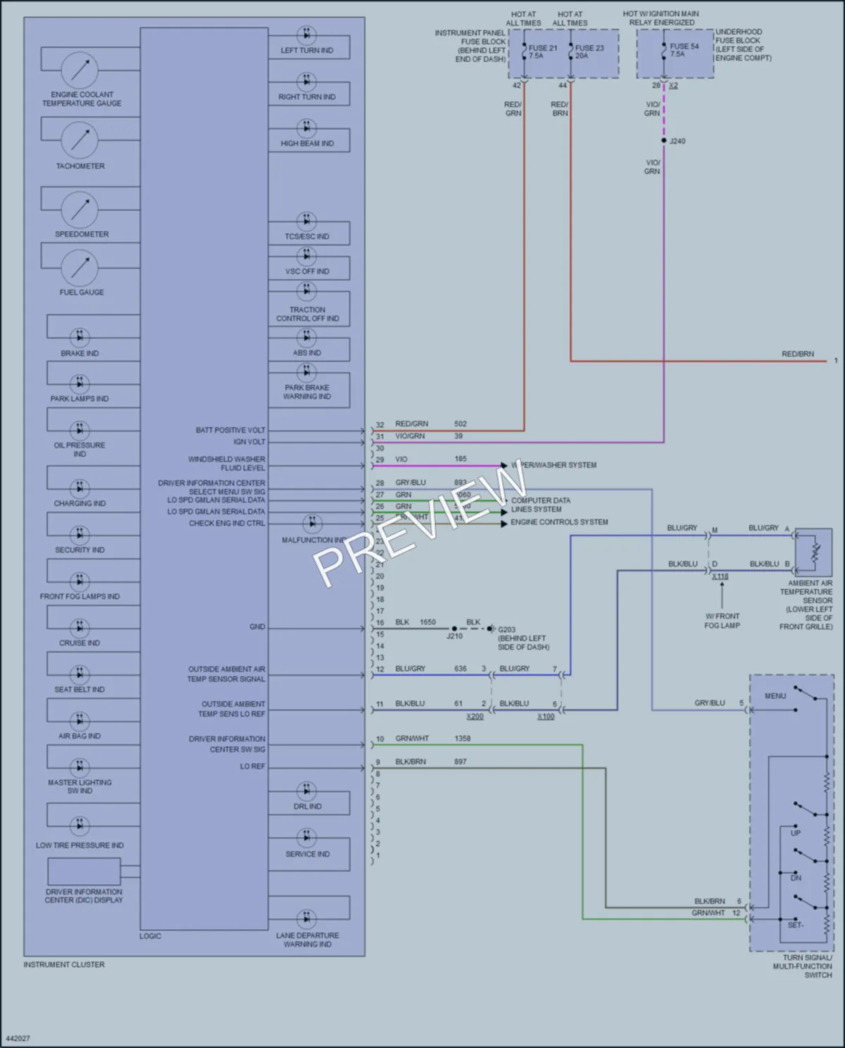 2014 Buick Verano Instrument Cluster wiring diagram preview