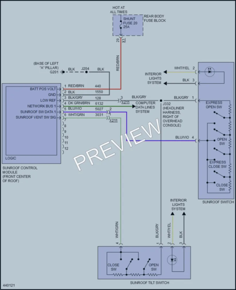 2014 Buick Verano Power Top Sunroof wiring diagram preview