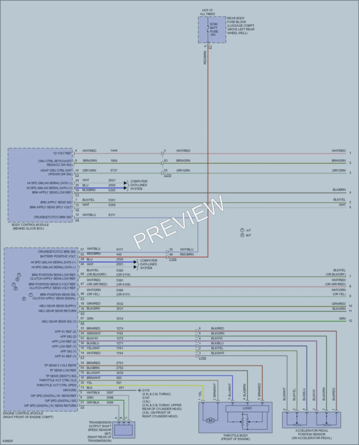 2014 Cadillac ATS Cruise Control wiring diagram preview