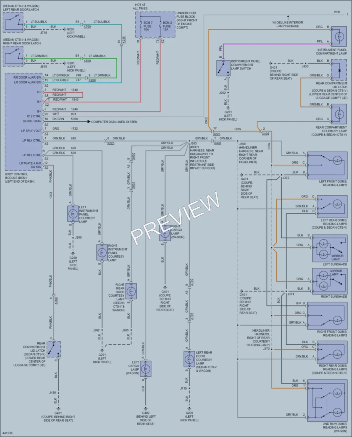 2014 Cadillac CTS Interior Lights wiring diagram preview