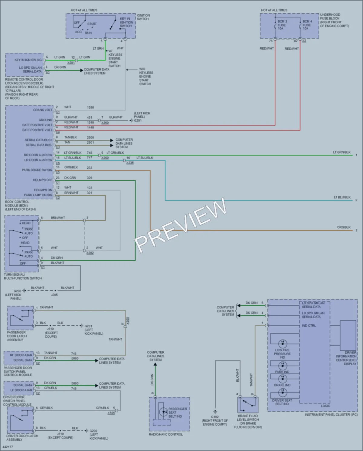 2014 Cadillac CTS Warning Systems wiring diagram preview