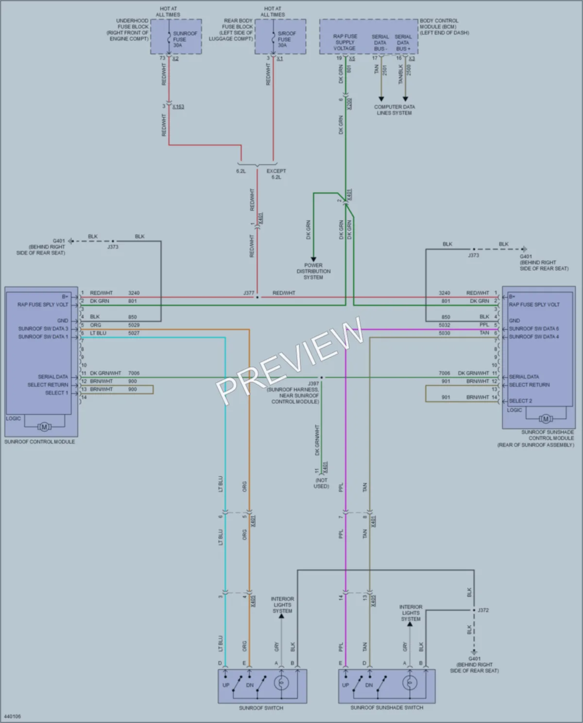 2014 Cadillac CTSV Power Top Sunroof wiring diagram preview