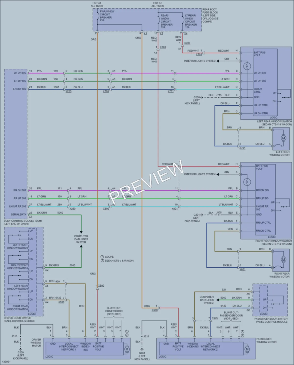 2014 Cadillac CTSV Power Windows wiring diagram preview
