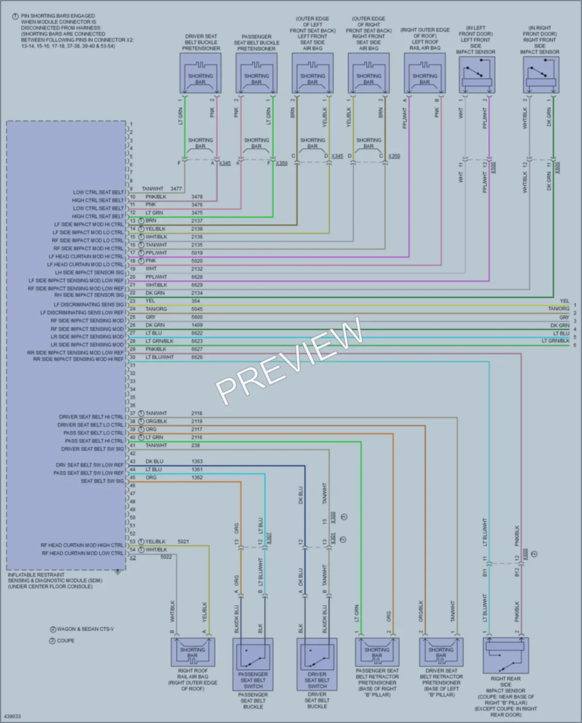 2014 Cadillac CTSV Supplemental Restraints wiring diagram preview