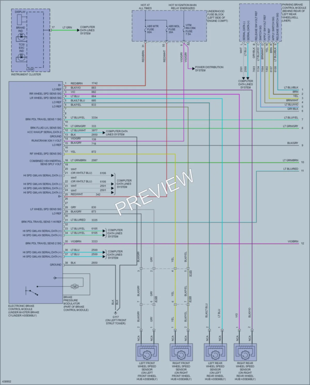2014 Cadillac ELR Anti Lock Brakes wiring diagram preview
