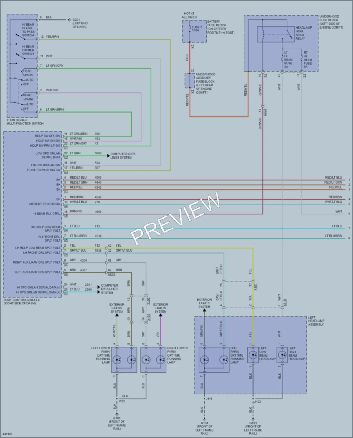 2014 Cadillac ELR Headlights wiring diagram preview