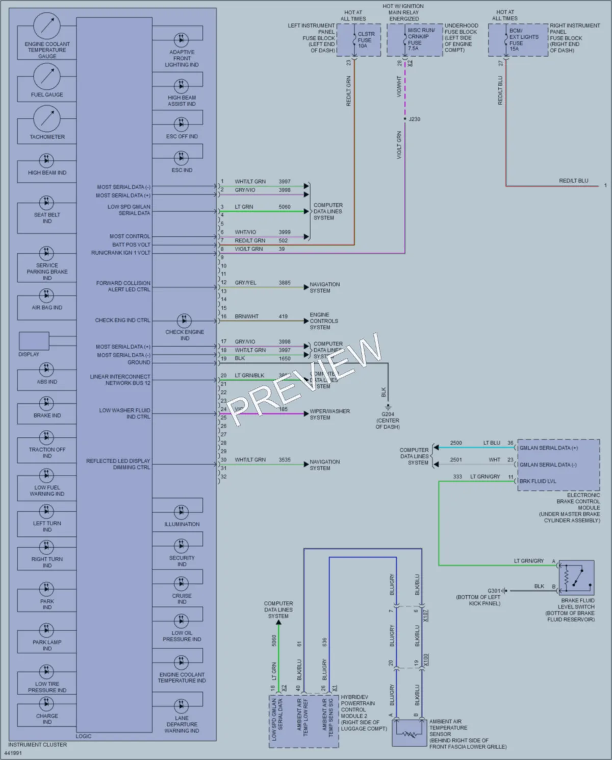 2014 Cadillac ELR Instrument Cluster wiring diagram preview