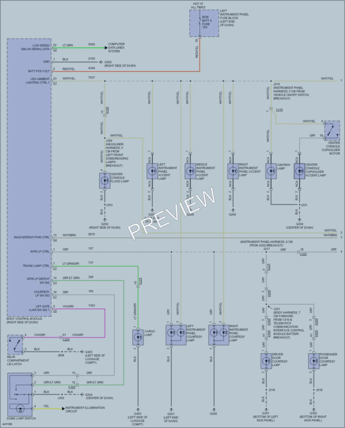 2014 Cadillac ELR Interior Lights wiring diagram preview