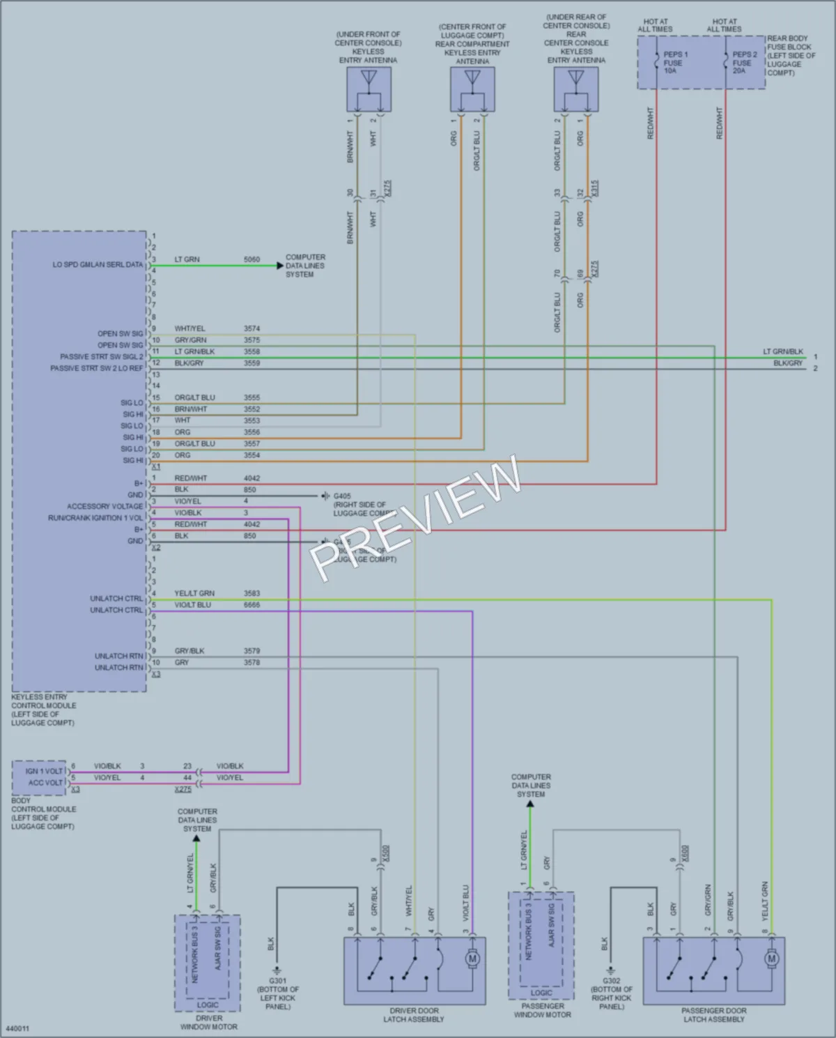 2014 Cadillac ELR Power Door Locks wiring diagram preview