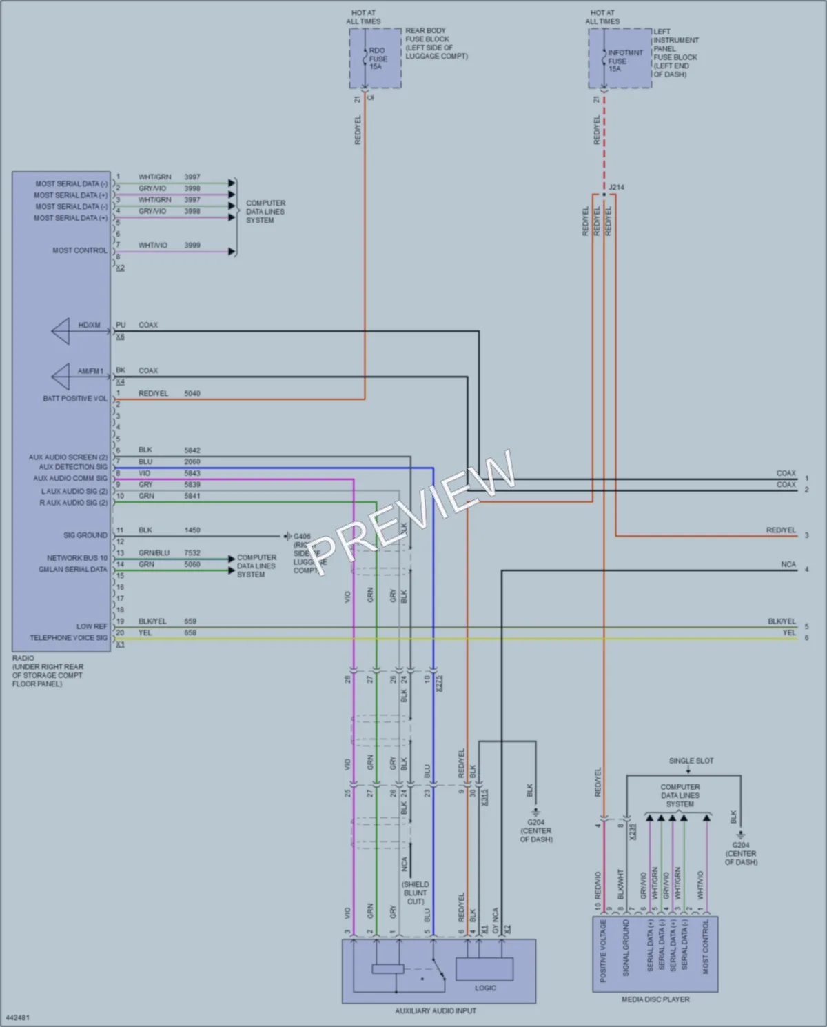 2014 Cadillac ELR Radio wiring diagram preview