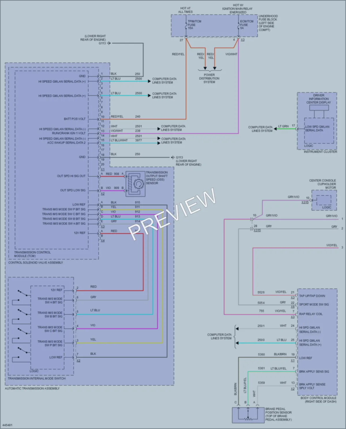 2014 Cadillac ELR Transmission wiring diagram preview