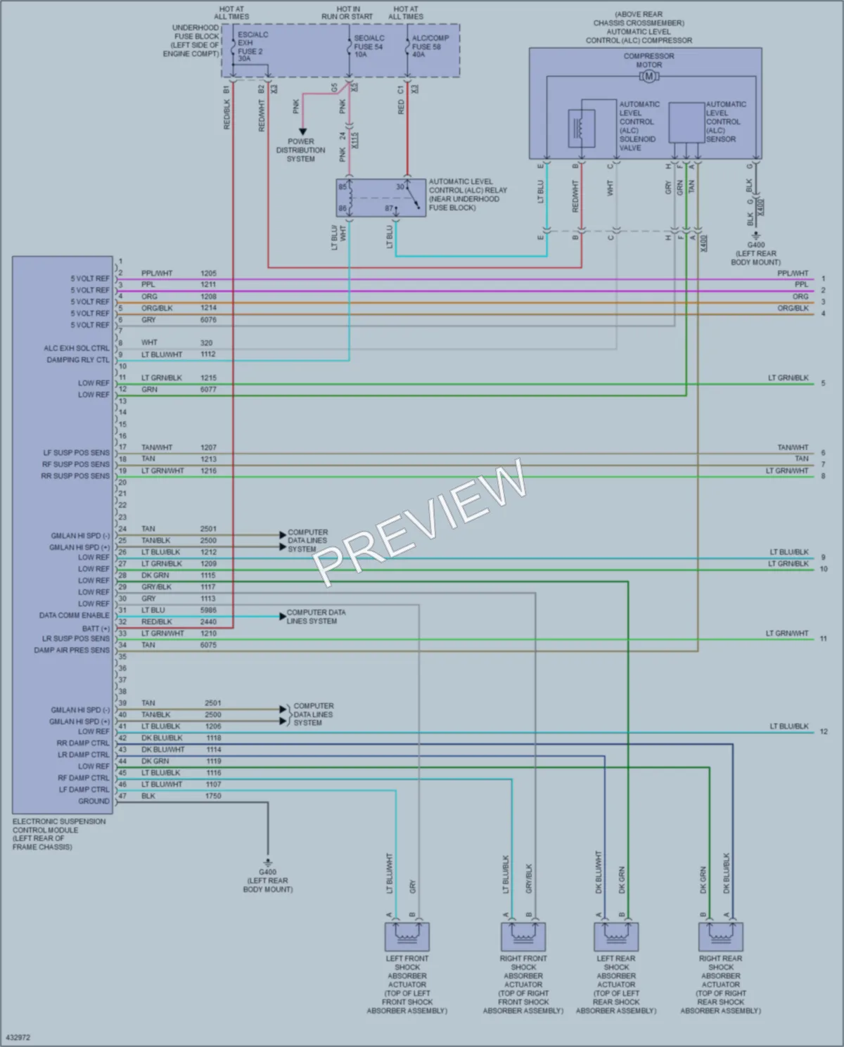 2014 Cadillac Escalade Electronic Suspension wiring diagram preview