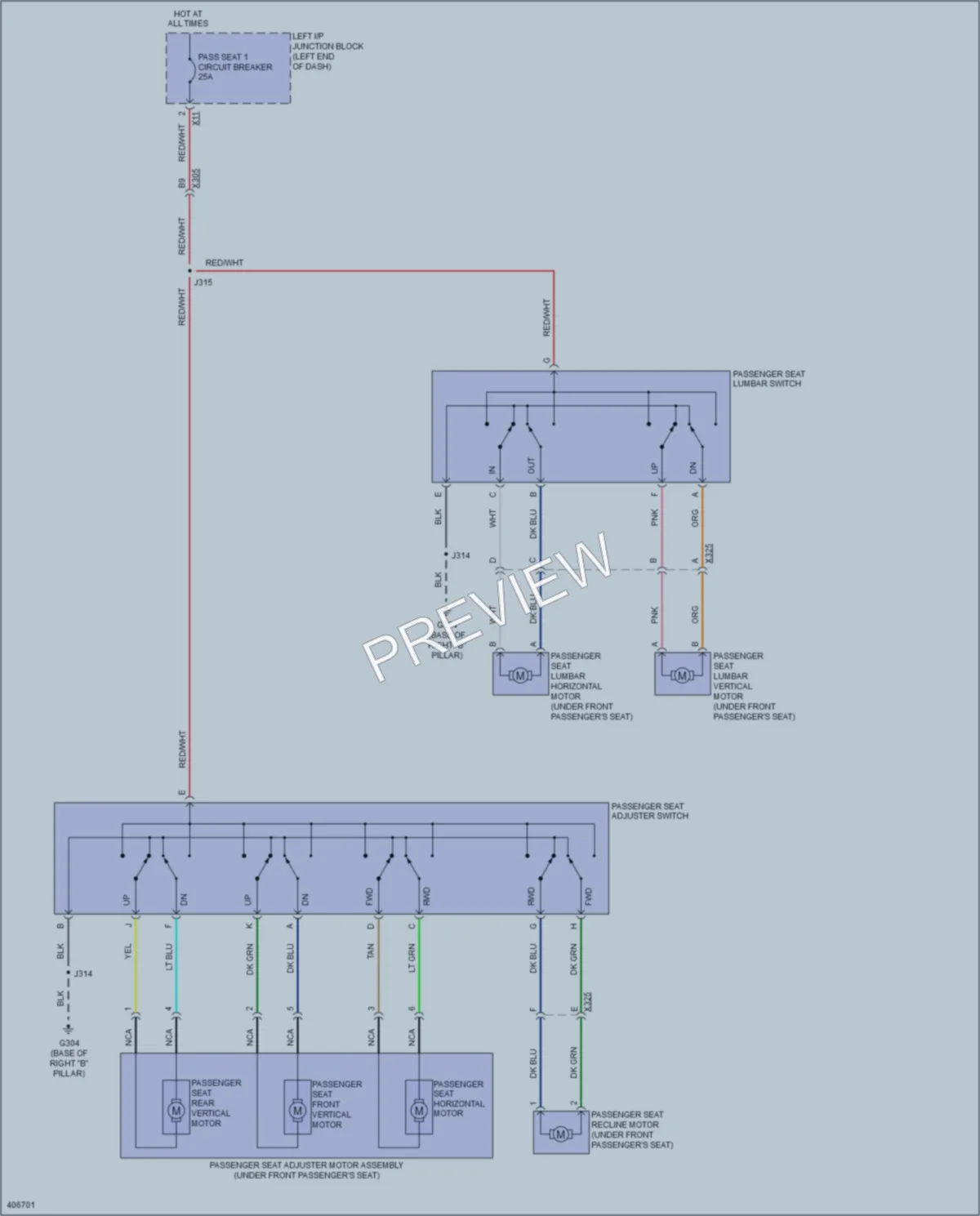 2014 Cadillac Escalade Power Seats wiring diagram preview
