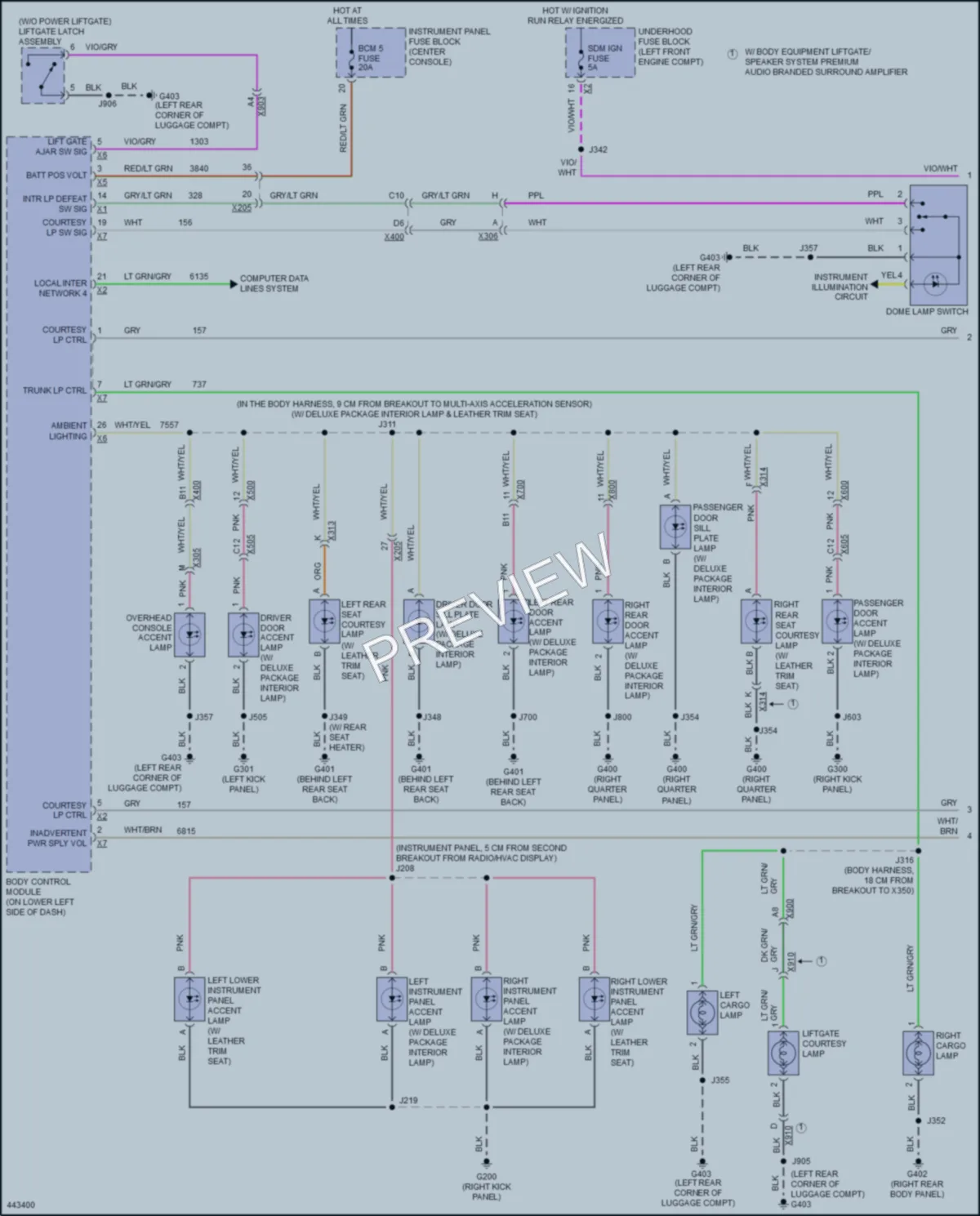 2014 Cadillac SRX Interior Lights wiring diagram preview