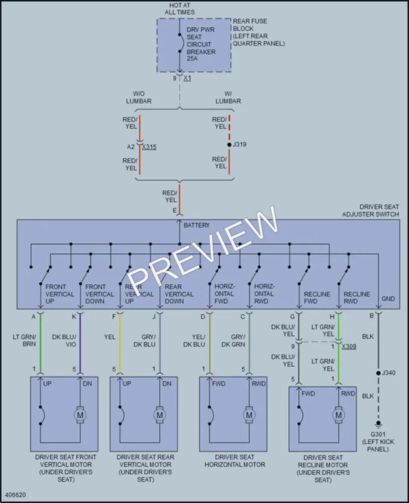 2014 Cadillac SRX Power Seats wiring diagram preview