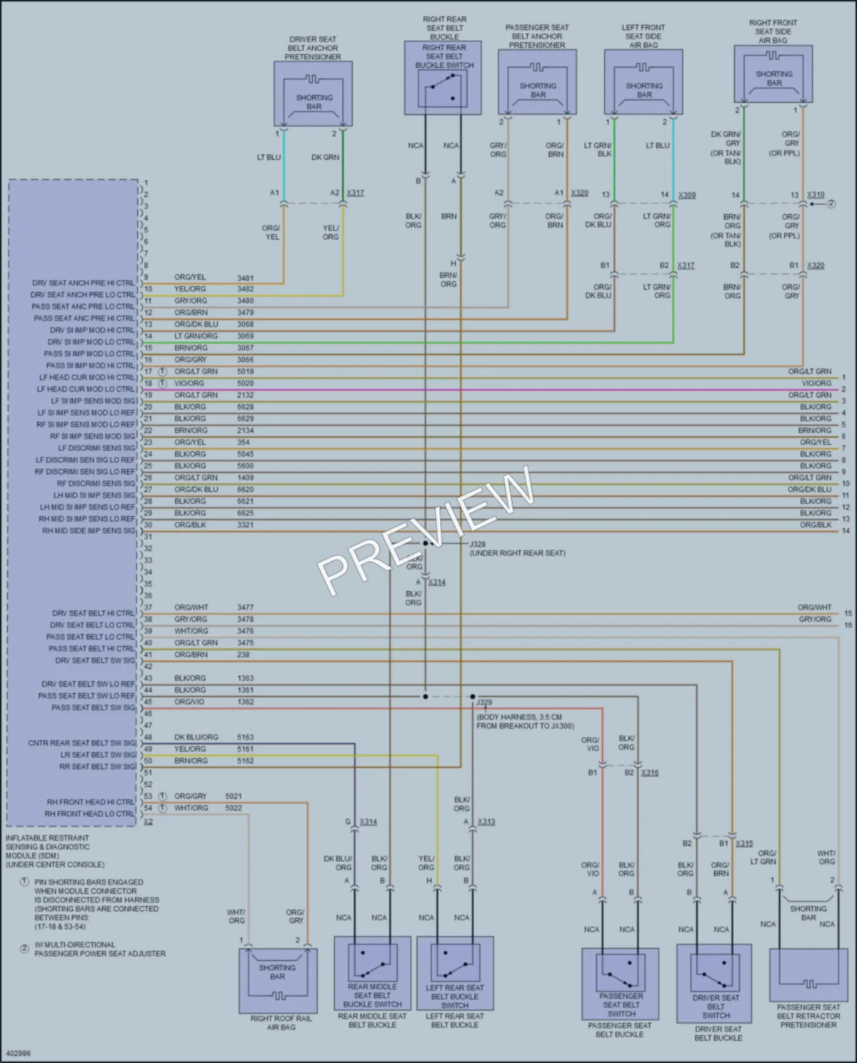 2014 Cadillac SRX Supplemental Restraints wiring diagram preview