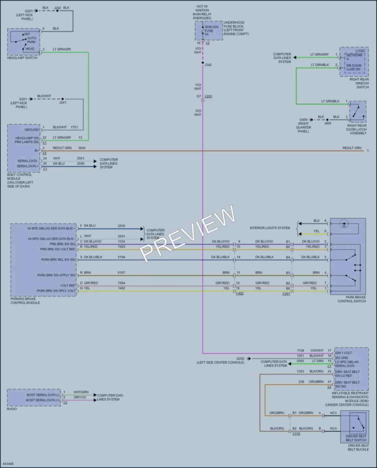 2014 Cadillac SRX Warning Systems wiring diagram preview