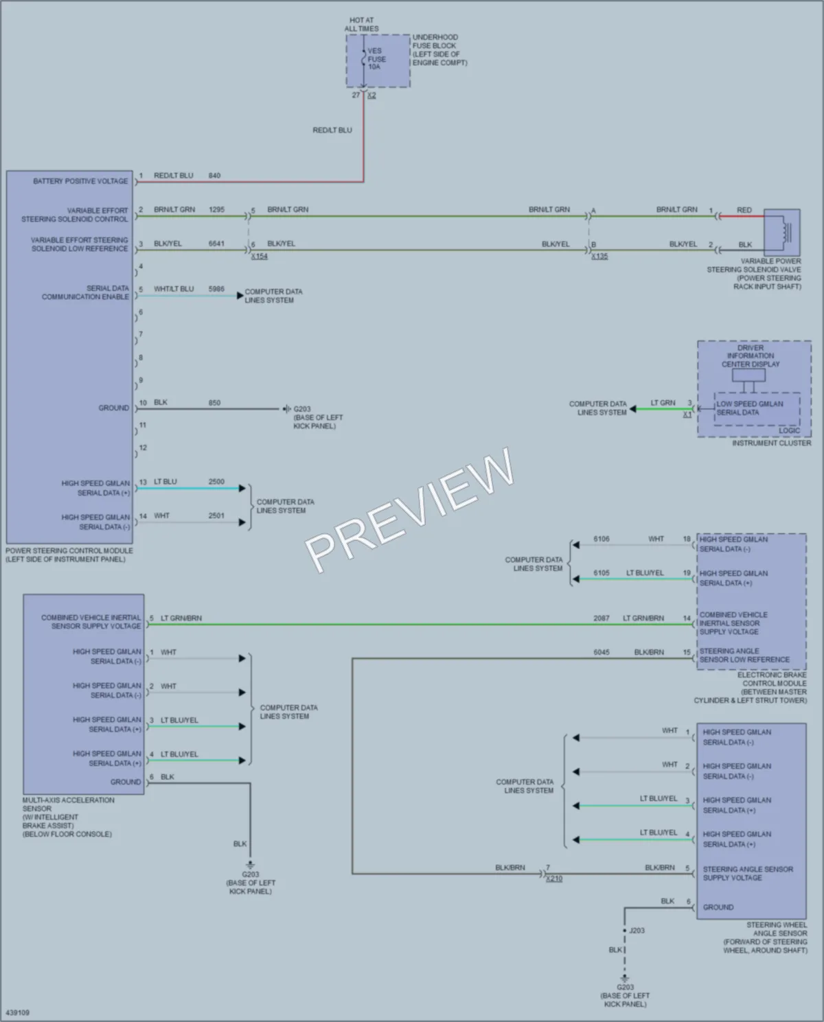 2014 Cadillac XTS Electronic Power Steering wiring diagram preview