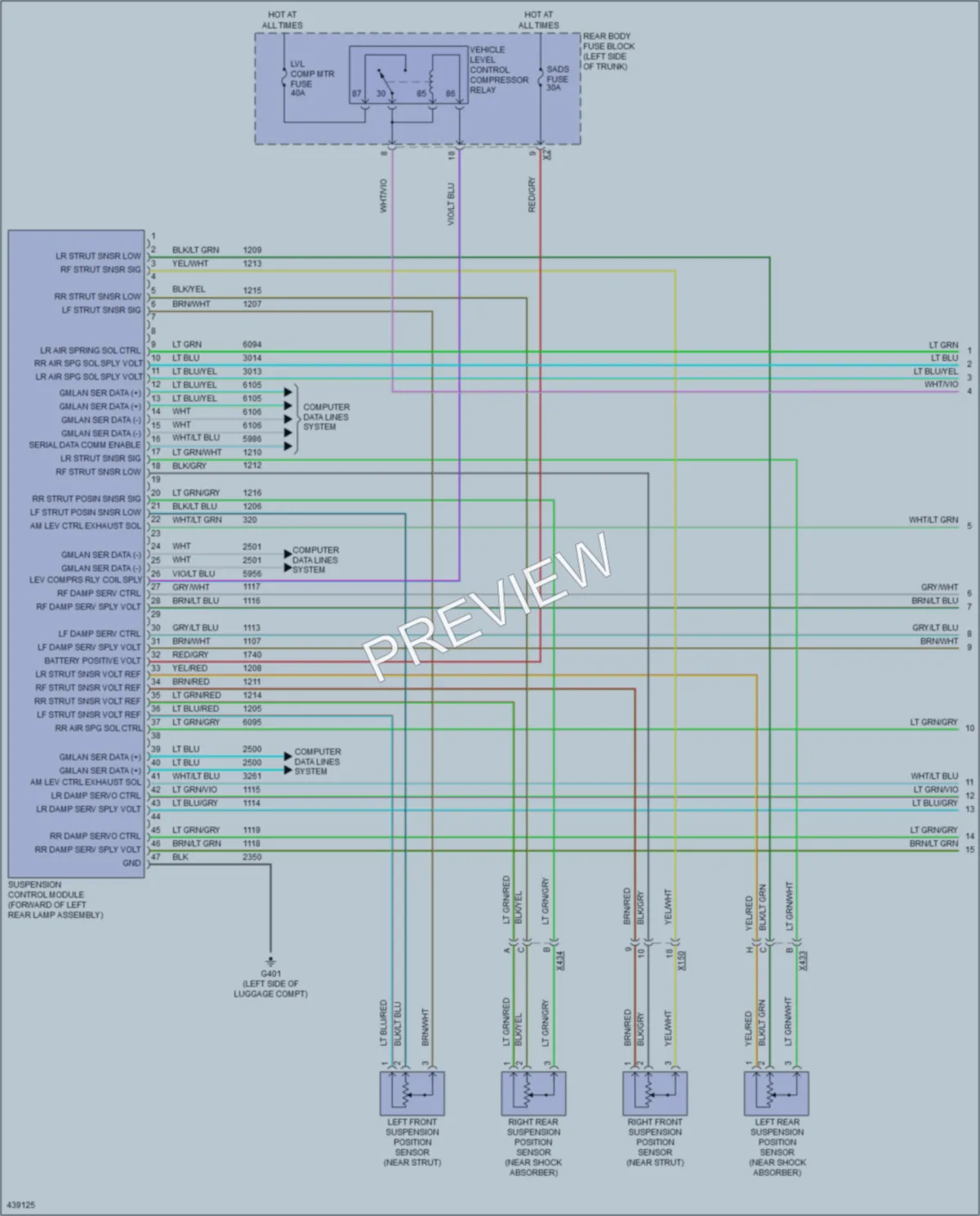 2014 Cadillac XTS Electronic Suspension wiring diagram preview
