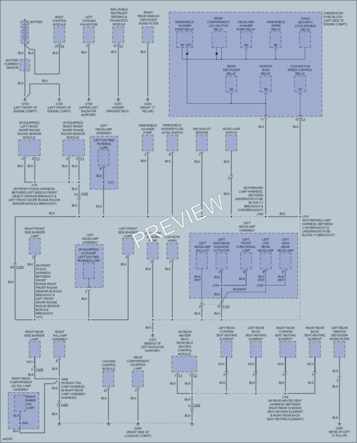 2014 Cadillac XTS Ground Distribution wiring diagram preview
