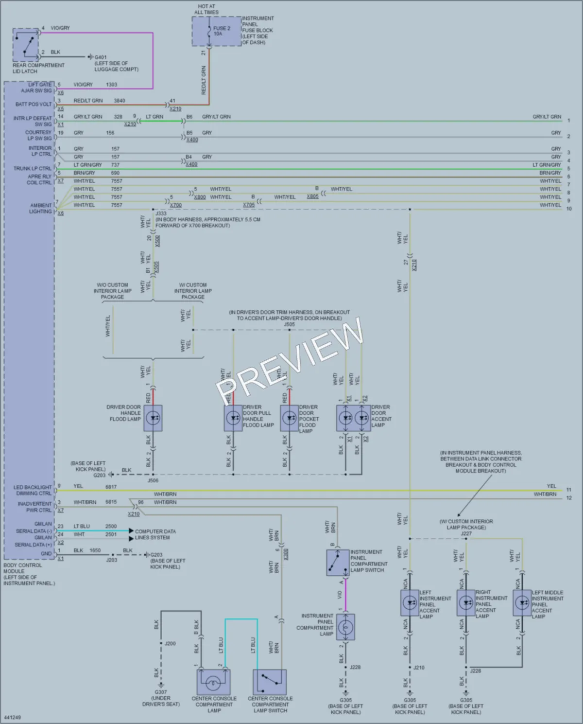 2014 Cadillac XTS Interior Lights wiring diagram preview