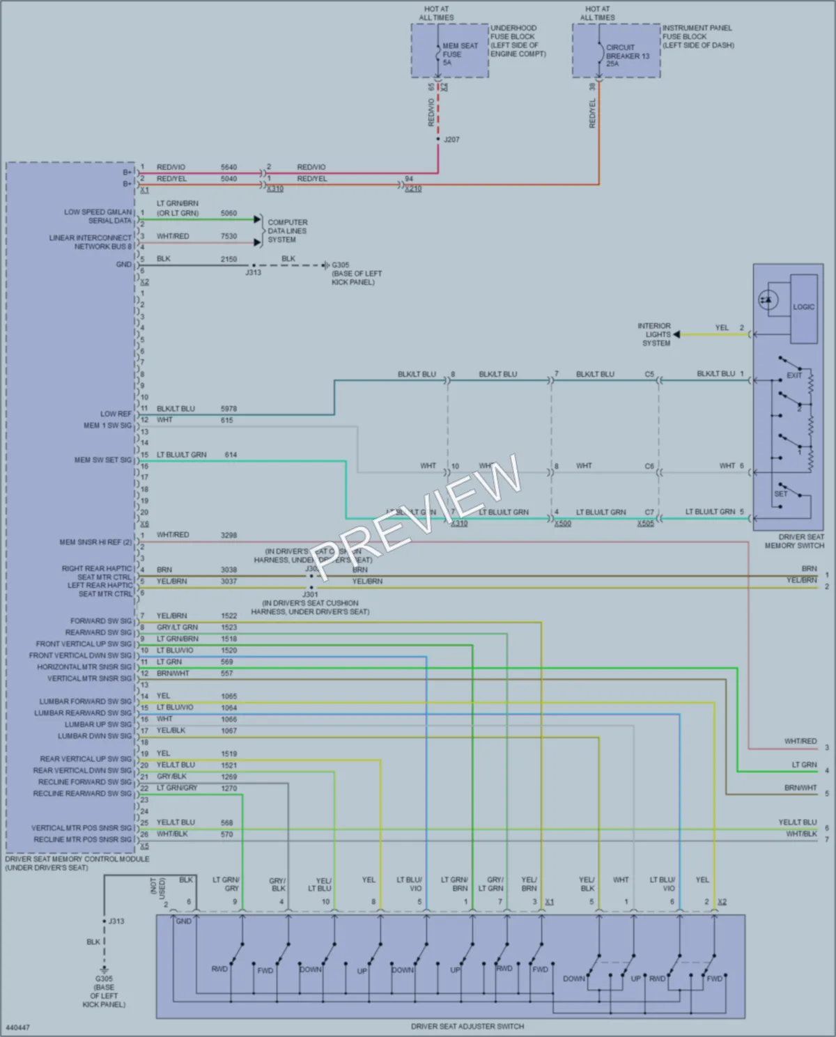 2014 Cadillac XTS Memory Systems wiring diagram preview