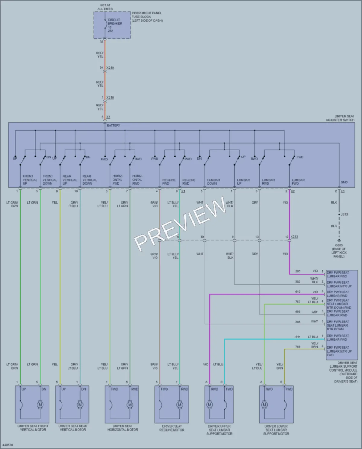 2014 Cadillac XTS Power Seats wiring diagram preview
