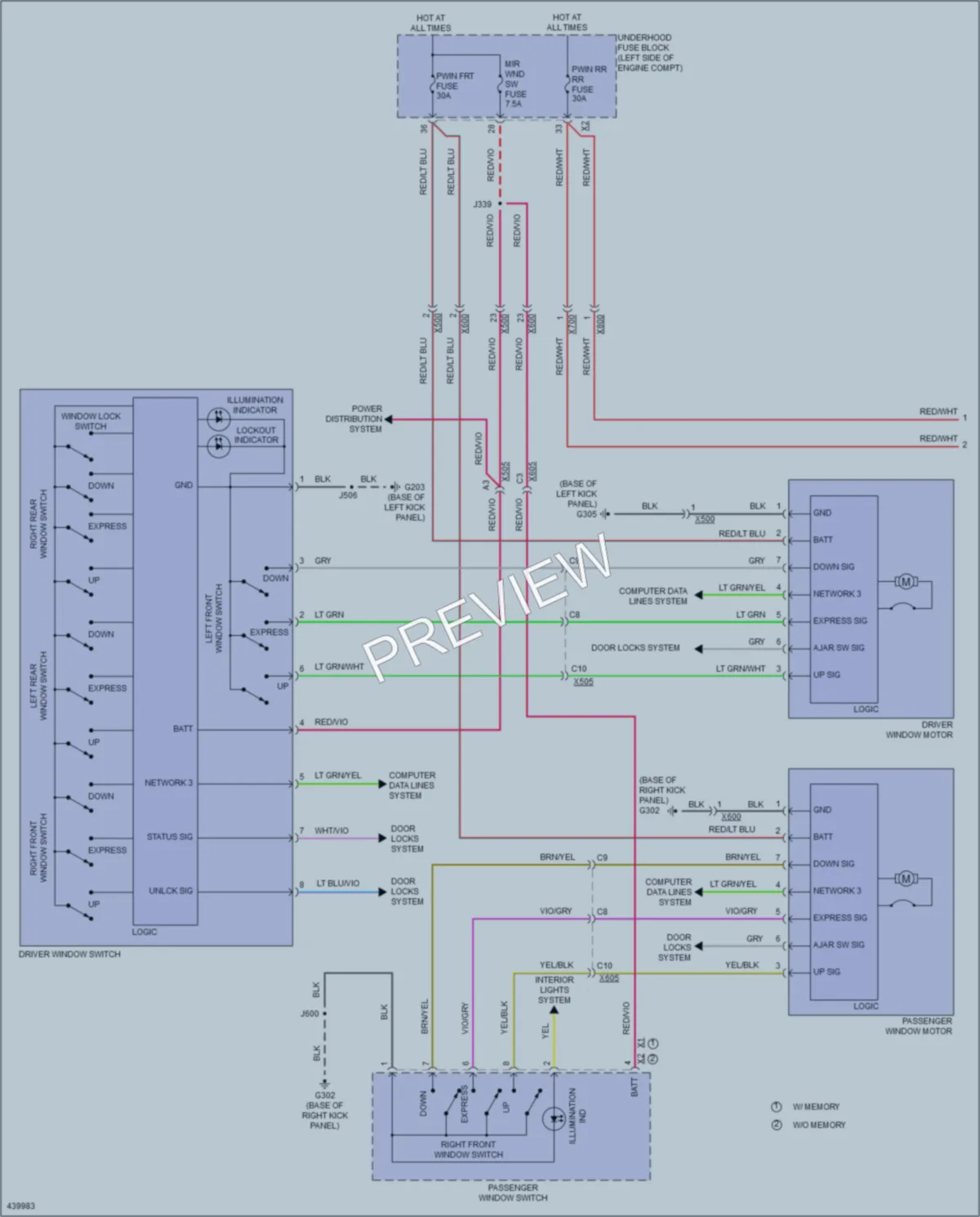 2014 Cadillac XTS Power Windows wiring diagram preview