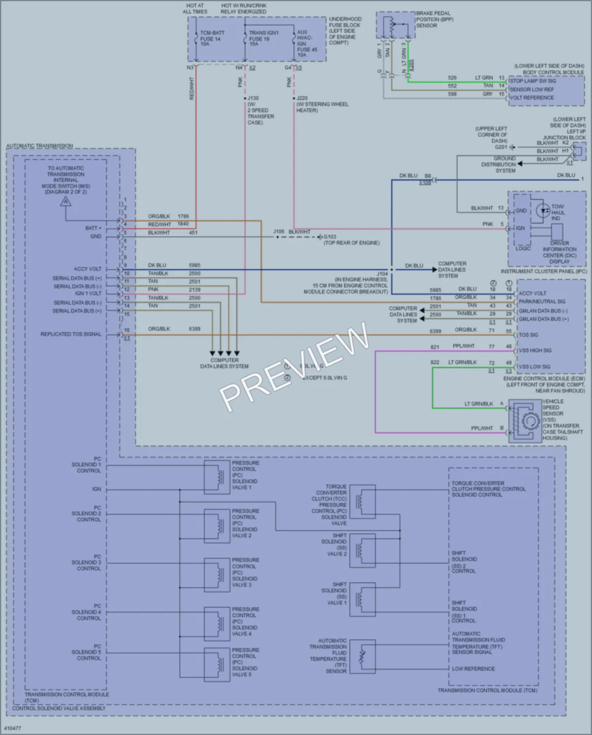 2014 Chevrolet C2500HDPickupSilverado Transmission wiring diagram preview