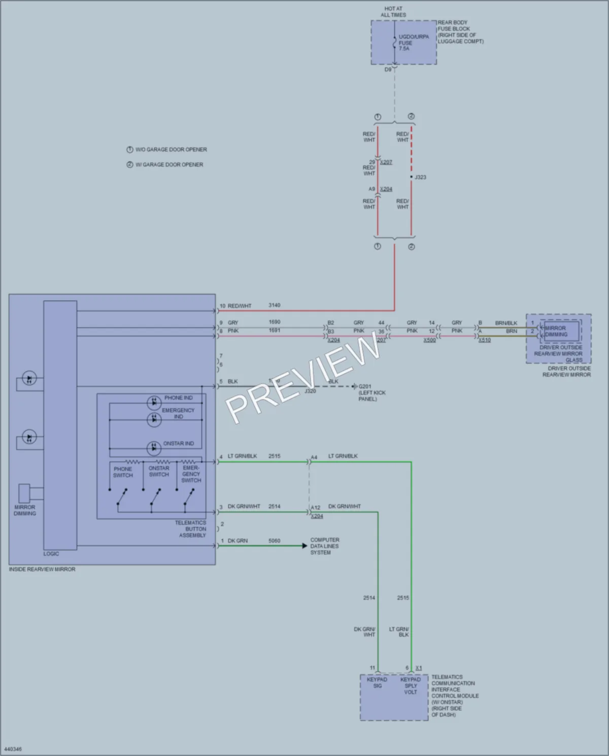 2014 Chevrolet Camaro Power Mirrors wiring diagram preview