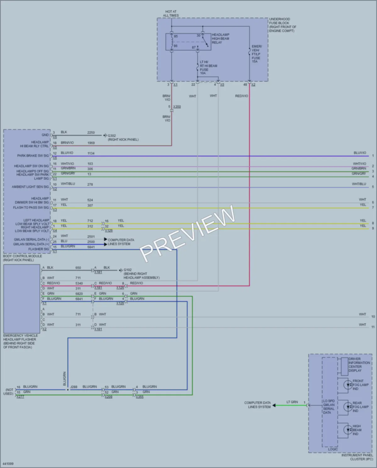 2014 Chevrolet CapricePPV Headlights wiring diagram preview