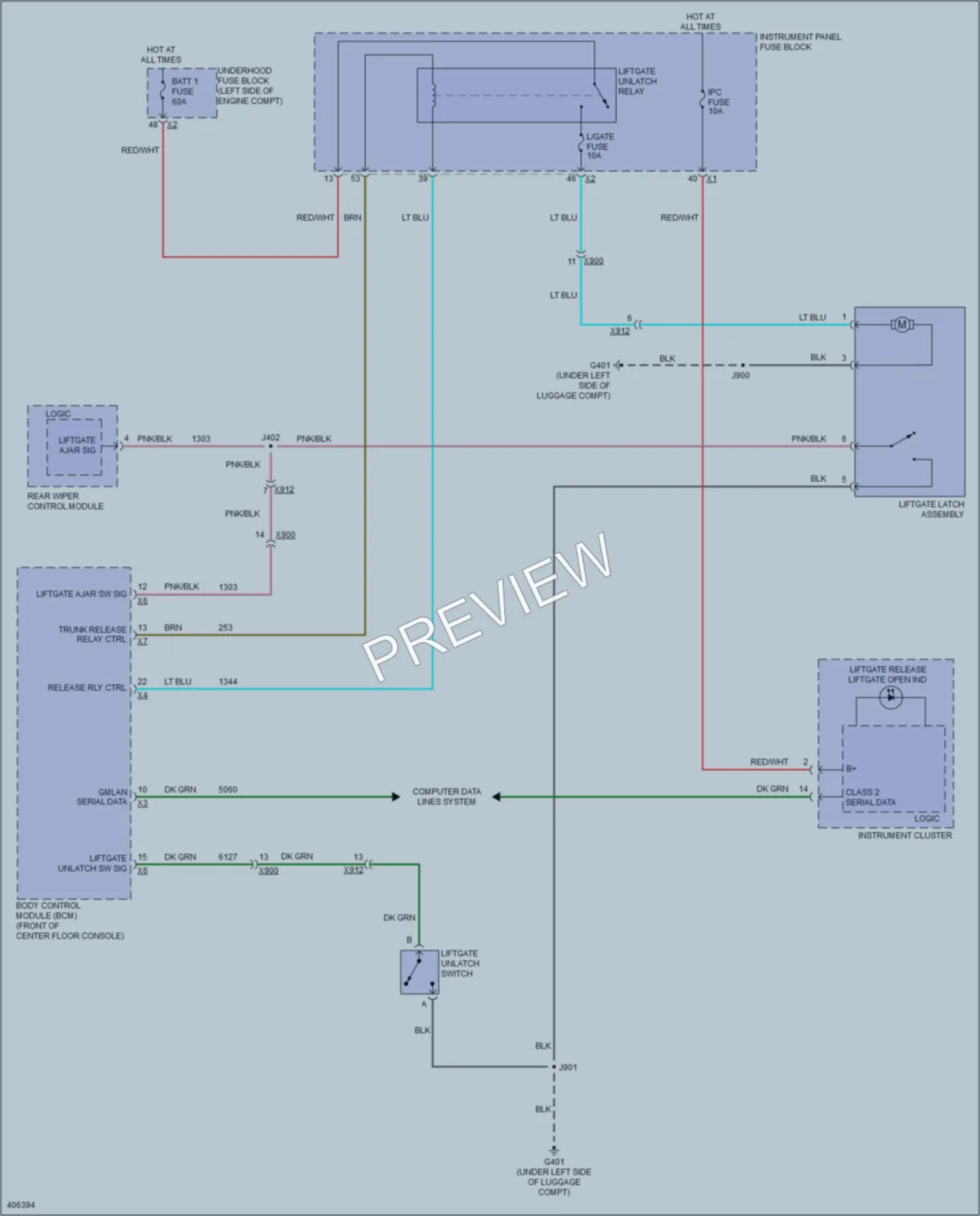 2014 Chevrolet CaptivaSport Trunk Tailgate Fuel Door wiring diagram preview