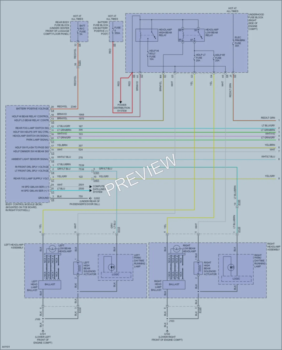 2014 Chevrolet CorvetteStingray Headlights wiring diagram preview