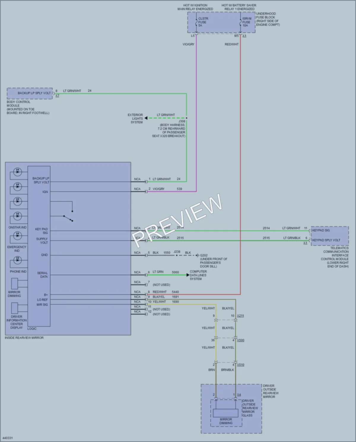 2014 Chevrolet CorvetteStingray Power Mirrors wiring diagram preview