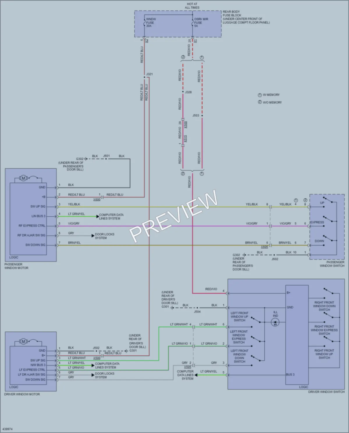 2014 Chevrolet CorvetteStingray Power Windows wiring diagram preview