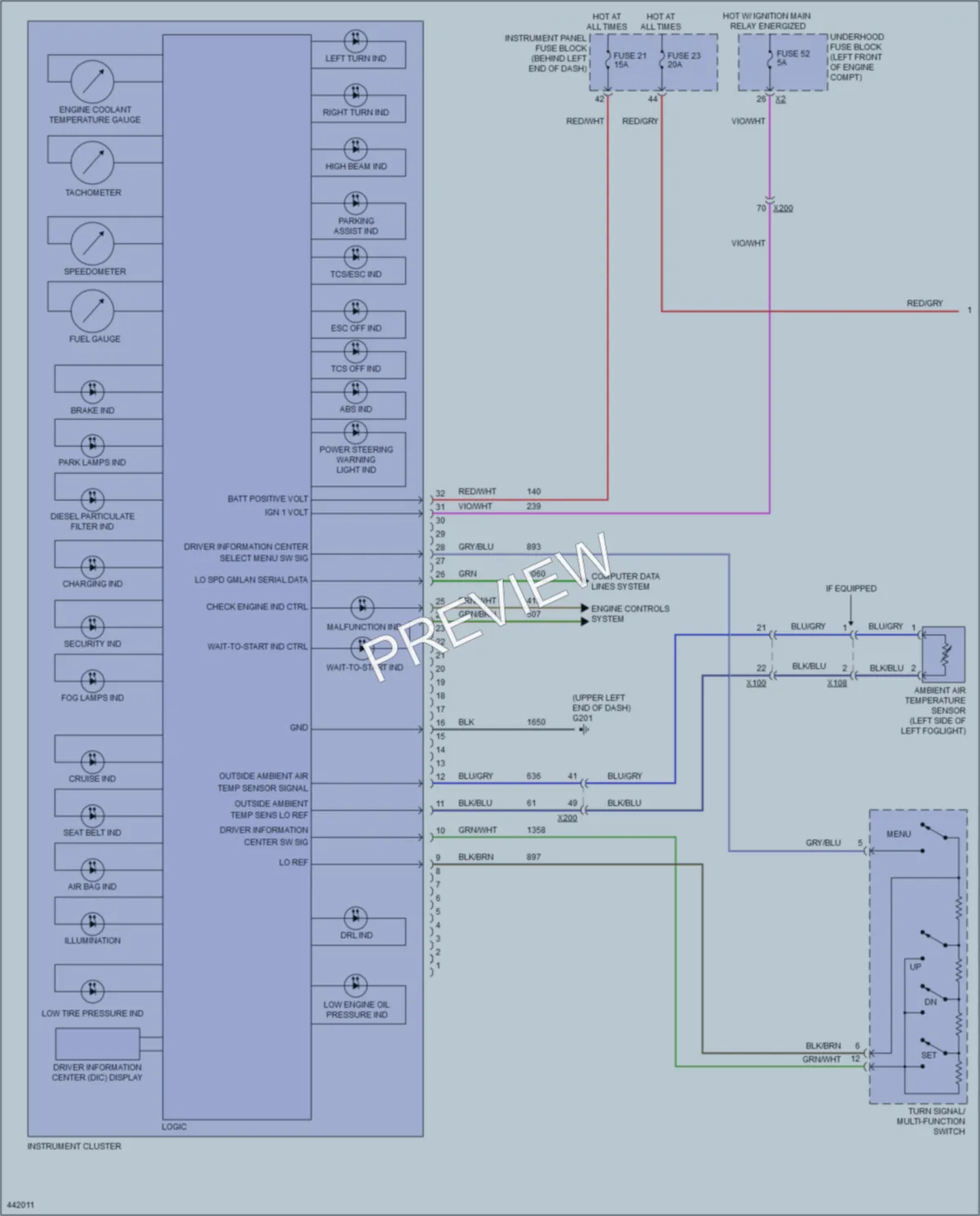 2014 Chevrolet Cruze Instrument Cluster wiring diagram preview